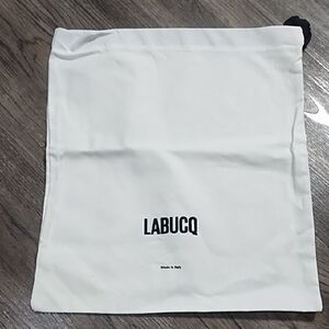 Labucq White Drawstring Dust Bag with Black Logo